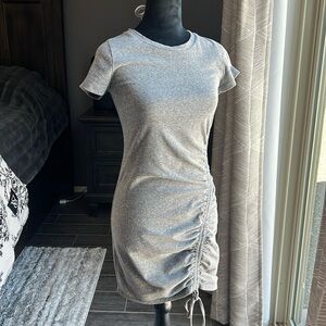 Love Fire Gray Ruched Mini Dress M